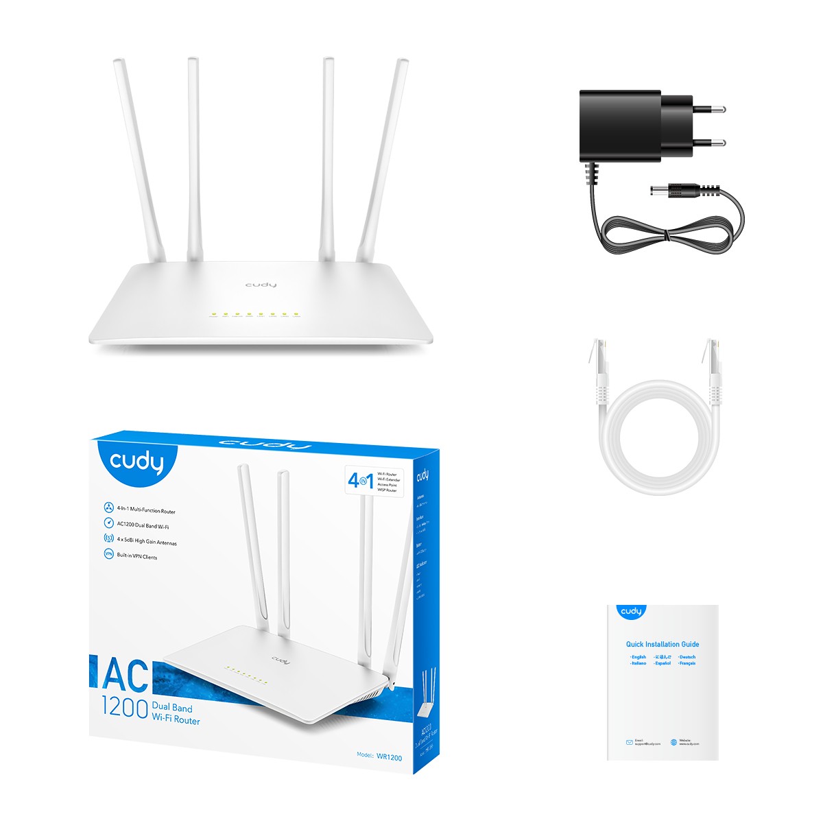 Router Cudy AC1200 Wi-Fi Router, Model: WR1200