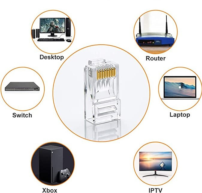 D-Link Cat5e & Cat6e Gold Plated UTP Connector Pack of 100 Pieces (Original)